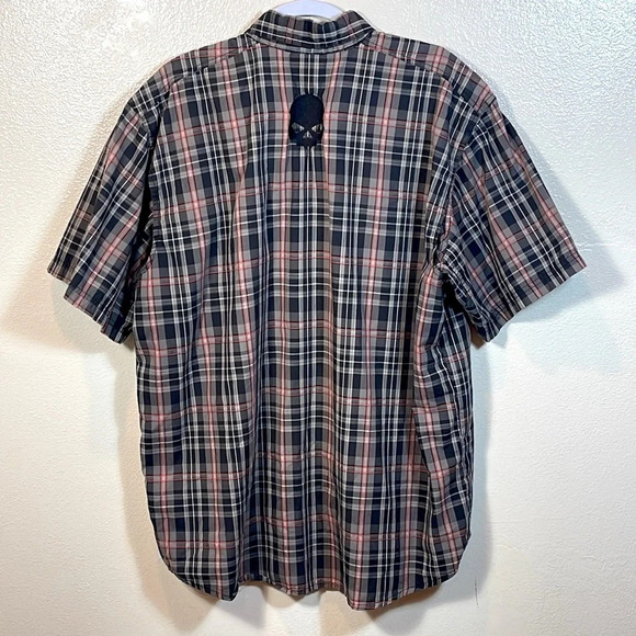 Harley Davidson Embroidered Plaid short sleeve vented button front shirt XL - Picture 7 of 7